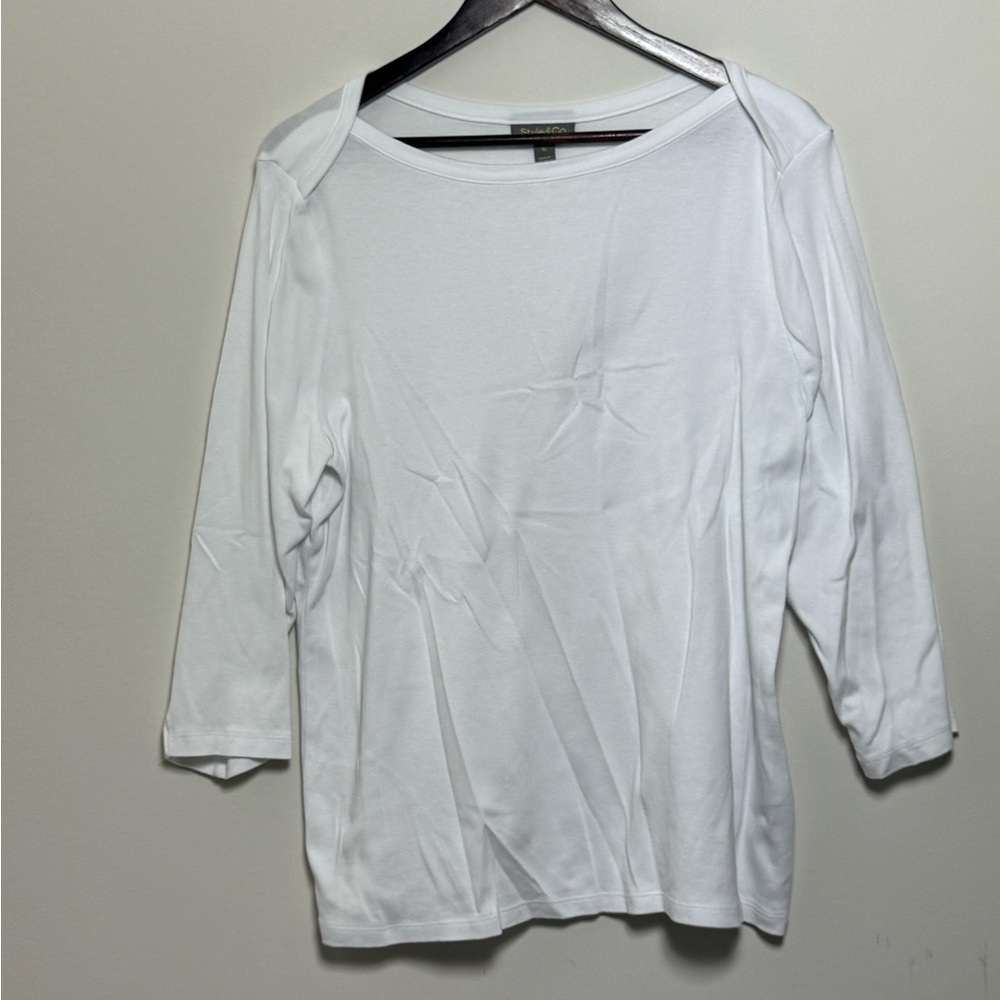 Style & Co. White 3/4 Sleeve Top XL